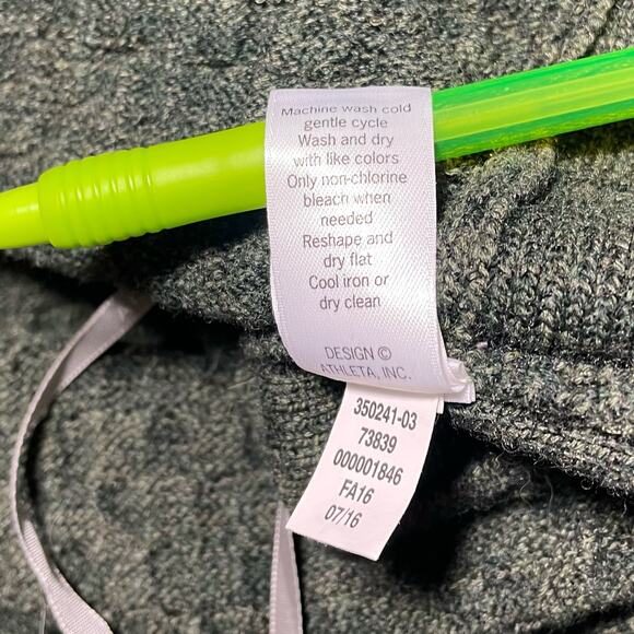 Athleta Tunic Sweater Merino Wool Blend Thermal Honeycomb Knit Moss Green Small - Picture 6 of 11